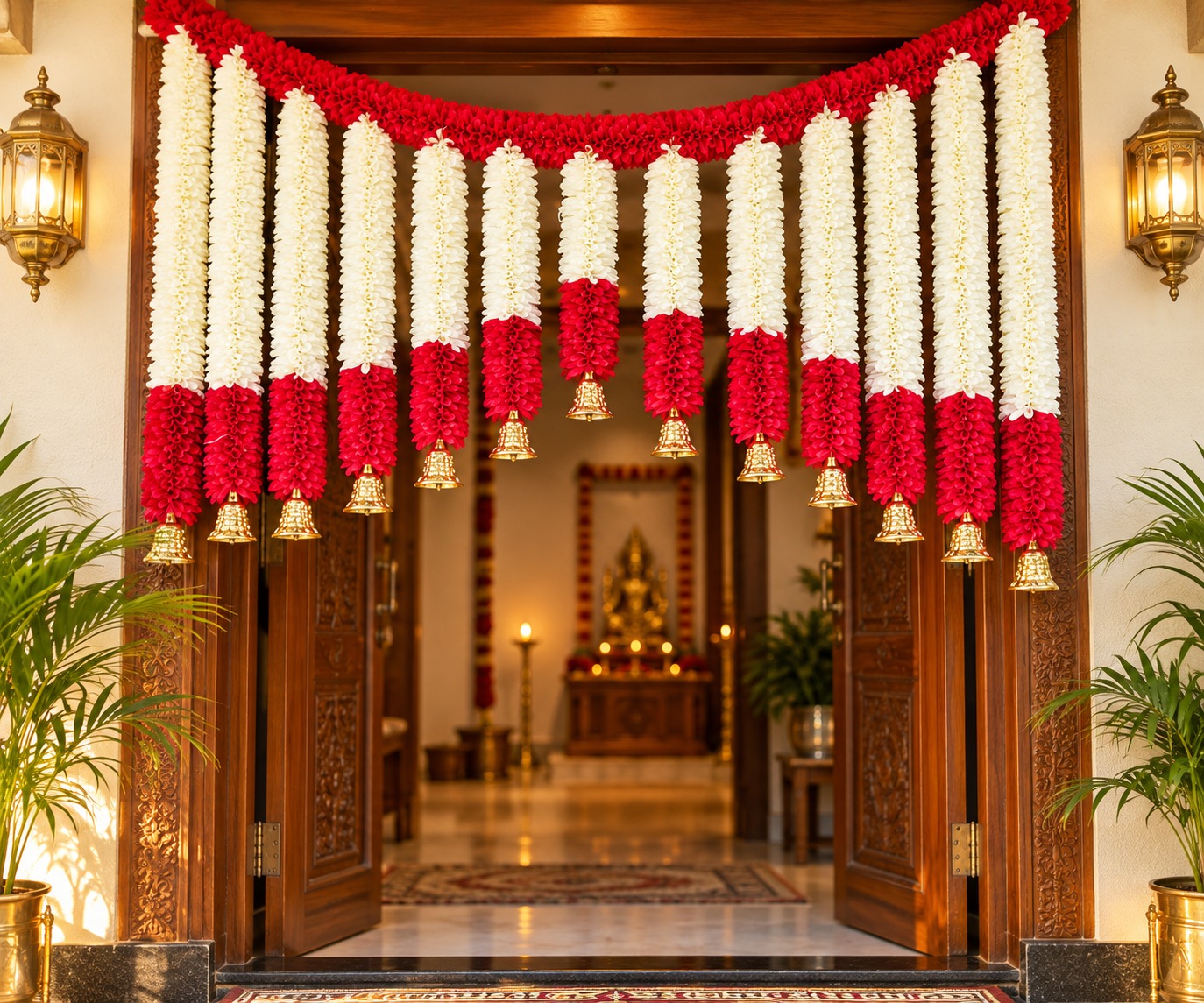 White Jasmine Scalloped Door Toran