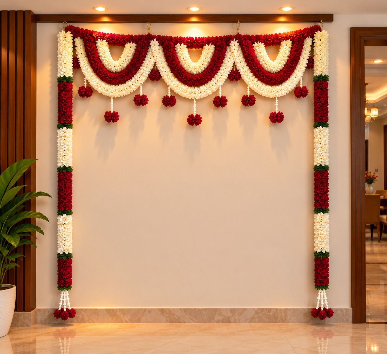 Crimson & White Scalloped Doorway Arch