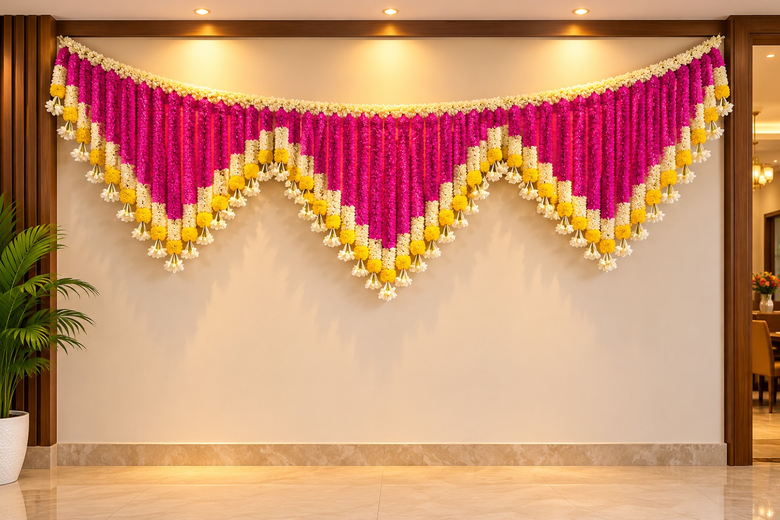 Magenta Marigold Festival Wall Backdrop